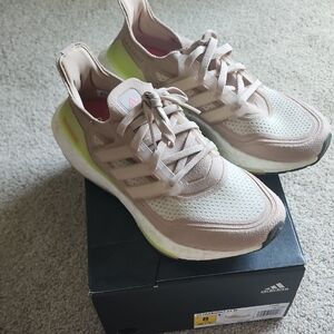 adidas Women's Athletic Shoes - Tan and Neon Yellow